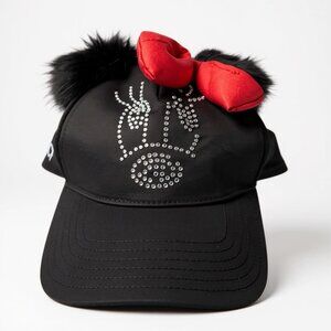 Disney Parks Black sparkle Minnie Mouse cap Hat with Red Bow Custom Name “Ava”